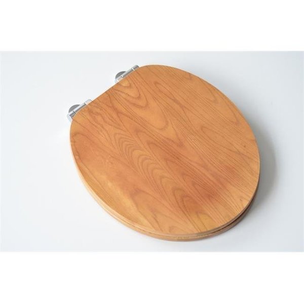 Plumbing Technologies Plumbing Technologies 5F1R3-17CH Contemporary Design Full Cover Solid Oak Wood Round Front Toilet Seat; Natural Oak 5F1R3-17CH